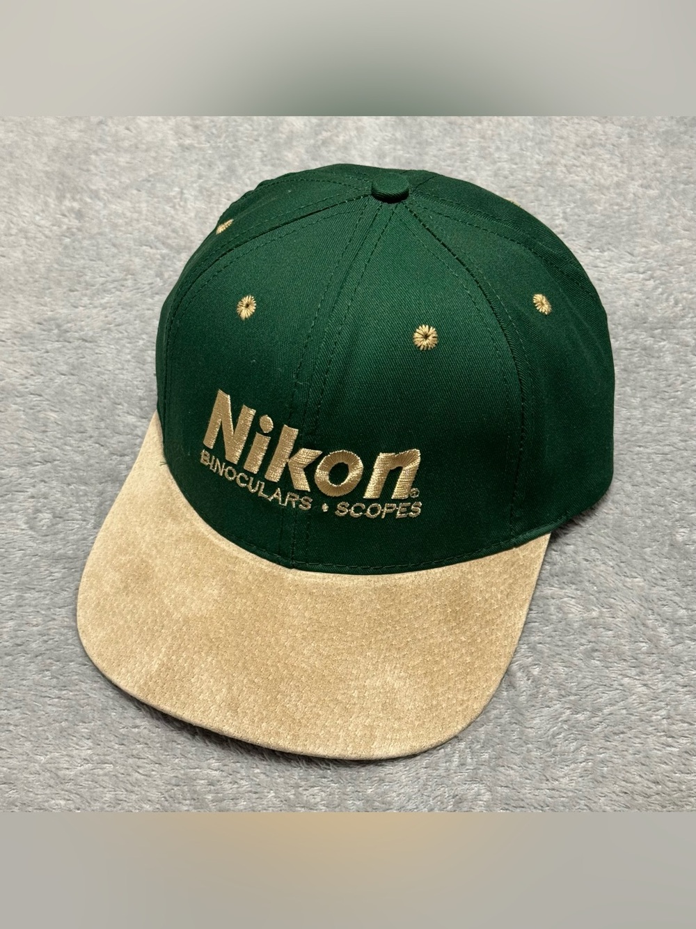 Nikon Green Crown Cap with Tan Suede Visor